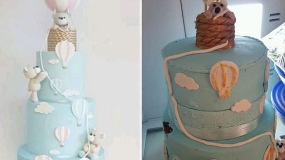 O bolo de Amanda deu um pouco errado - Reprodução / Facebook