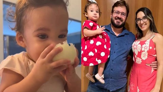 Com apenas um ano de idade, Valentina Eduarda já ama cebola crua (e inteira!) - Reprodução/g1