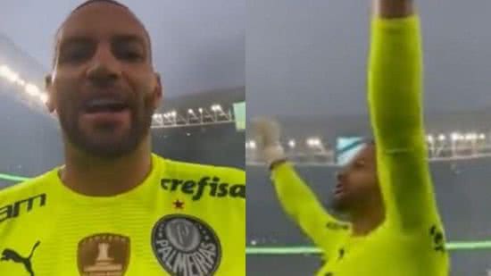 Goleiro do Palmeiras faz dedicatória para espsoa grávida em vitória de time - Reprodução/Twitter