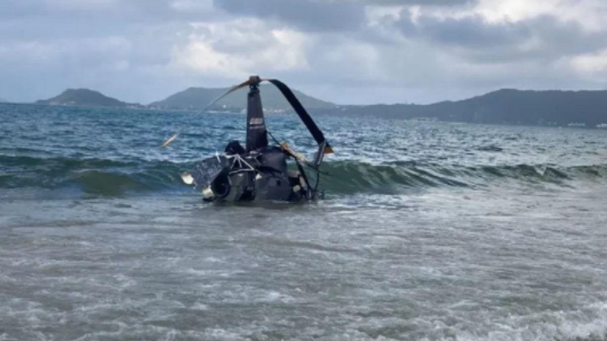 Helicóptero cai em Florianópolis - Reprodução / Joice Ferrari da Costa