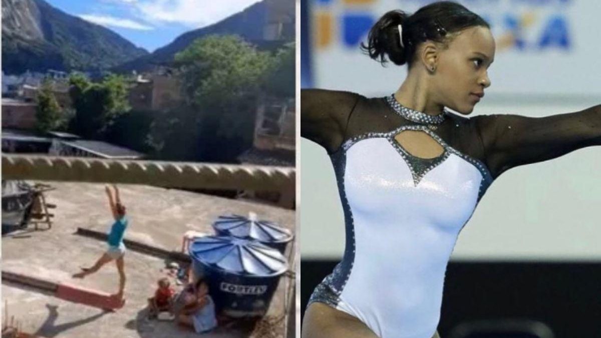 Ginasta que viralizou por dançar em laje de comunidade no Rio recebe mensagem de Rebeca Andrade - Reprodução/O GLOBO