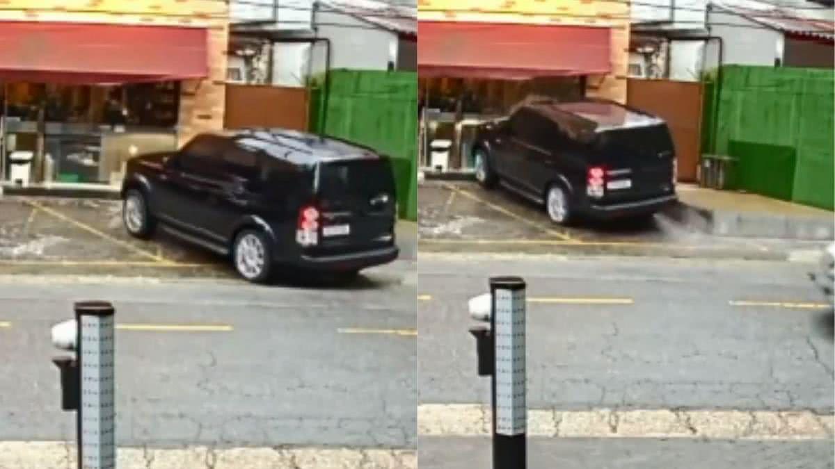 Vídeo mostra motorista invadindo padaria com o carro após perder o controle na hora de estacionar - Reprodução / Twitter / iG