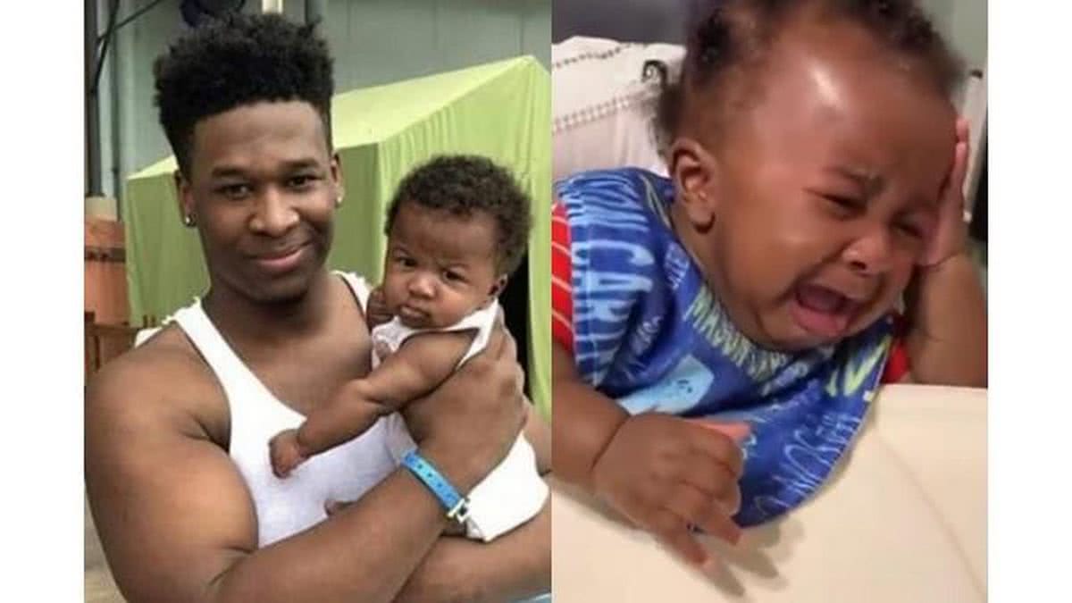 Bebê chora ao ver corte de cabelo do pai (Foto :Reprodução/Facebook)