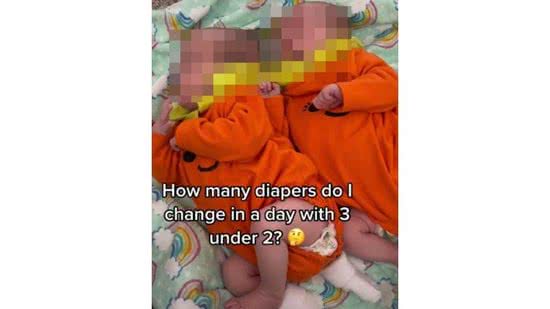 Mãe viraliza no Tik Tok ao revelar número de fraldas que os filhos usam por dia - Reprodução/ Tik Tok