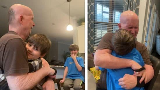 Avô abraça netos pela primeira vez em 8 anos após sofrer AVC - Avô abraça netos pela primeira vez em 8 anos após sofrer AVC (Fotos: reprodução Facebook)