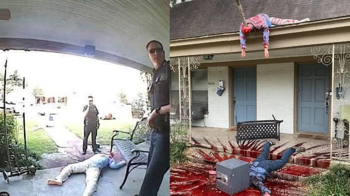 Decoração realista de Halloween assustou policiais locais - Reprodução Facebook / Steven Novak
