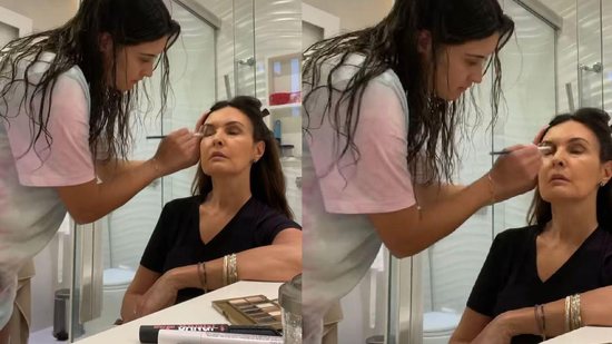 Fátima Bernardes pediu ajuda da filha para fazer sua maquiagem - Reprodução