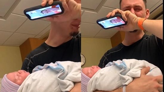 Pai se emociona ao ver filho pela primeira vez - Reprodução/TikTok