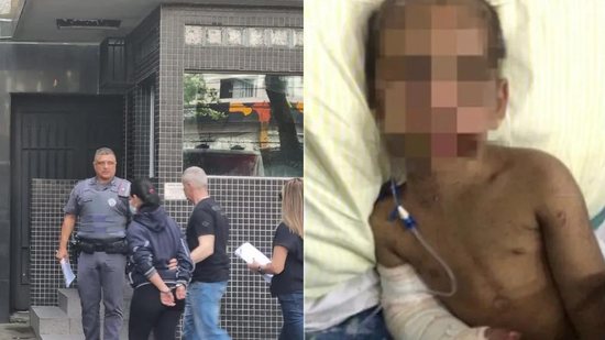 Mãe que agrediu e fraturou costelas do filho ao lado do parceiro foi presa no litoral de São Paulo - Reprodução/TV Tribuna