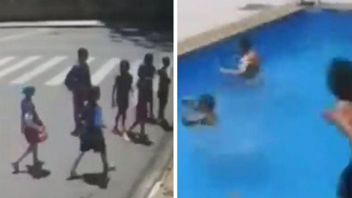 As crianças nadaram na piscina de uma mulher desconhecida - Reprodução/Instagram @thaisidei