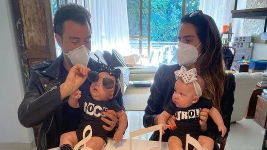 Marcella Fogaça publicou um vídeo ao lado do marido fazendo careta para as filhas - Reprodução / Instagram / @marcellafogaca