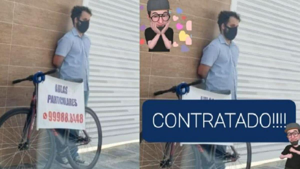 Professor que pediu emprego na rua em cartaz é contratado - Reprodução / Instagram / Só Notícia Boa