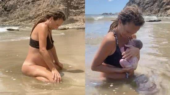 Mãe divide opiniões após realizar parto humanizado na praia: “Não é nojento” - Reprodução/Instagram @raggapunzel