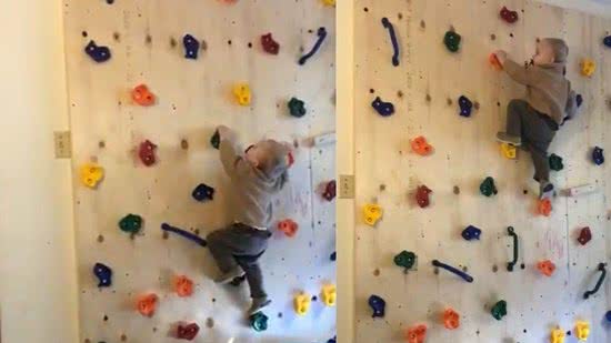 Os pais fizeram a parede para que o bebê parasse de escalar os móveis (Foto: reprodução 