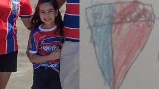 Natural de Fortaleza, Maria não pensou duas vezes na resposta: desenhou o escudo do time do coração - Reprodução/ GE