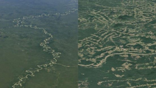 O novo recurso Timelapse do Google Earth permite comparar áreas do mundo em um intervalo de 40 anos - reprodução/Nasa