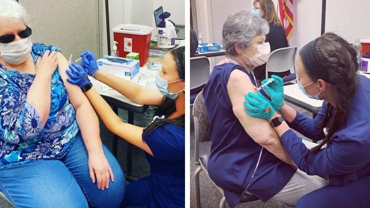 Enfermeira se surpreende ao encontrar avós para receber vacina da covid-19 - Reprodução / People