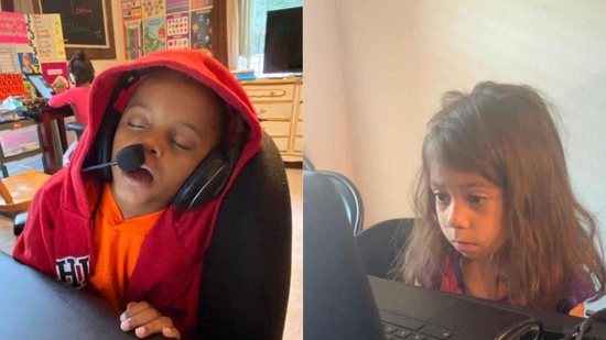 As crianças também estão cansadas das aulas online - reprodução Bored Panda