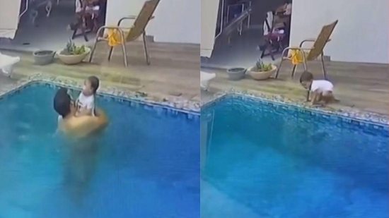 Bebê cai na piscina e é salva a tempo - Reprodução / G1