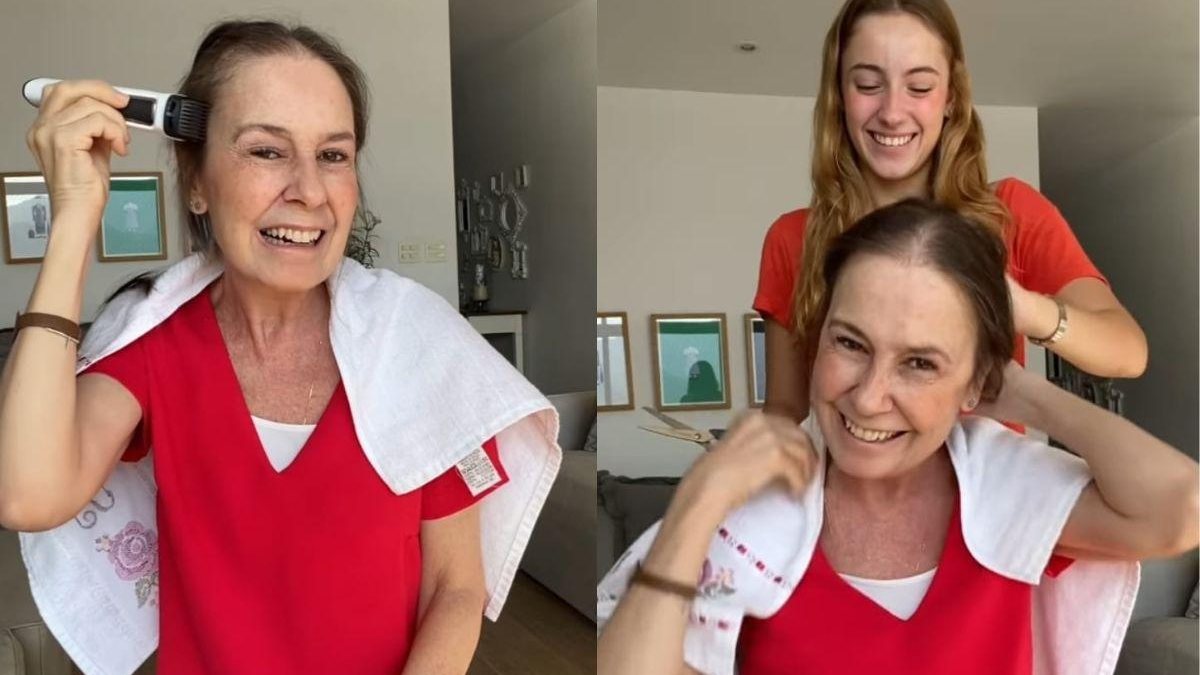 Filha de jornalista Susana Naspolini ajuda a mãe a raspar a cabeça após quedas de cabelo causadas pelo tratamento de câncer - Reprodução/Instagram