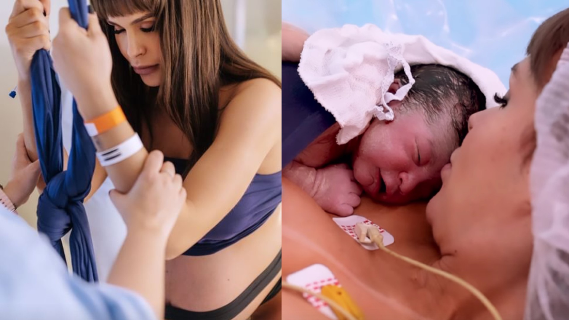 Fernanda Lacerda, Mendigata, em trabalho de parto e com o primeiro filho recém-nascido, Gabriel