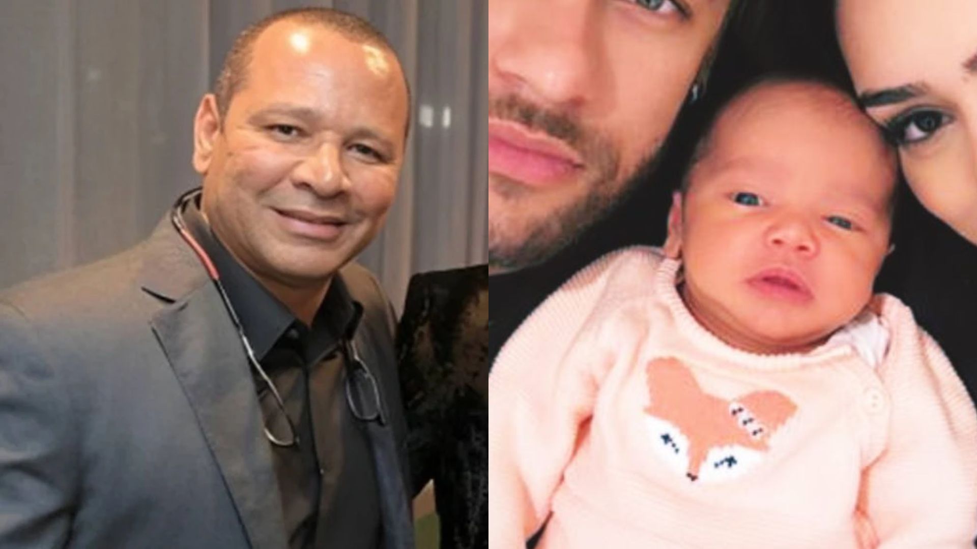 Neymar, pai do Neymar ao lado de neta, Mavie, filha do jogador com Bruna Biancardi