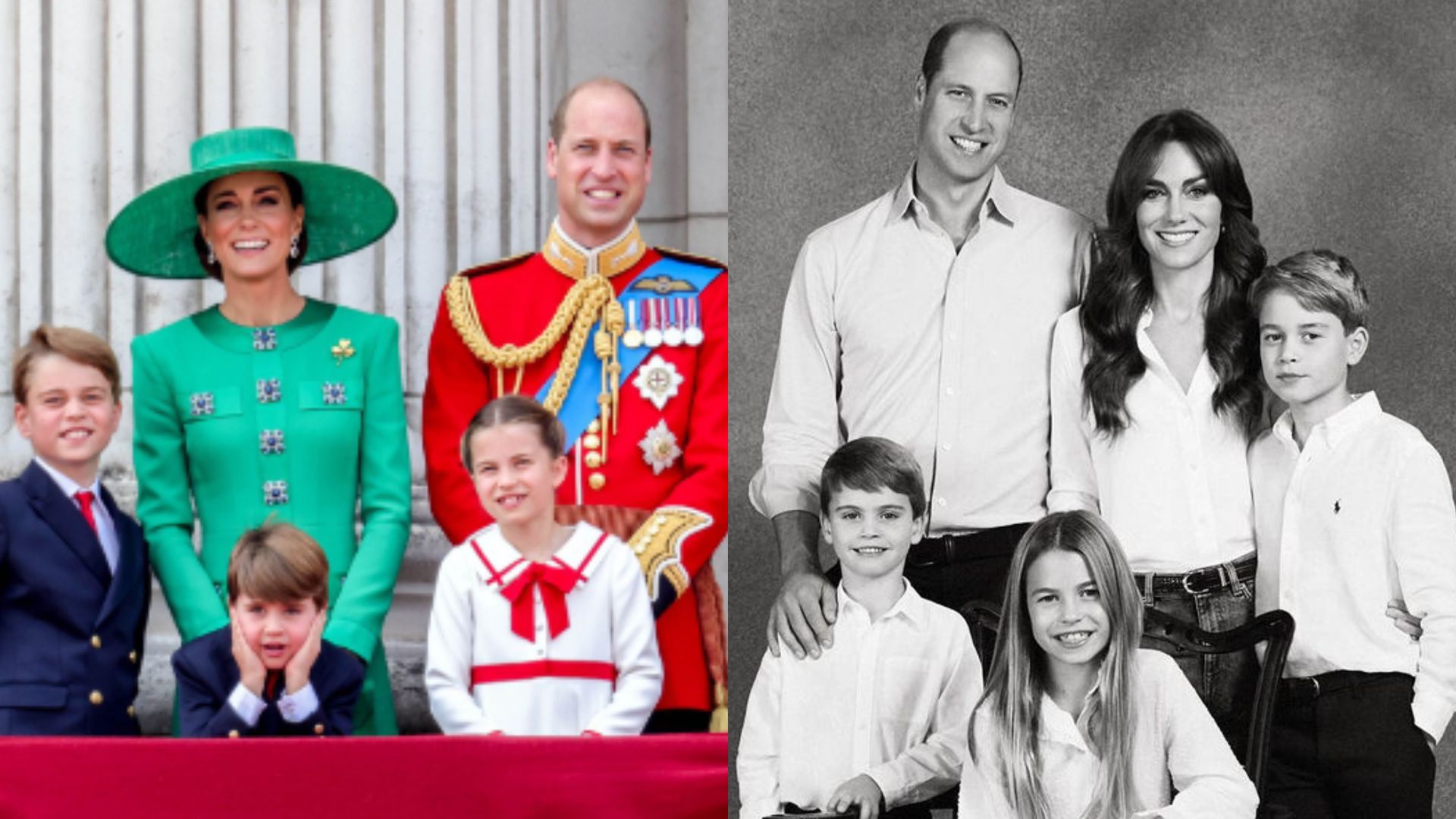 Príncipe William, George, Charlotte, Louis e Kate Middleton