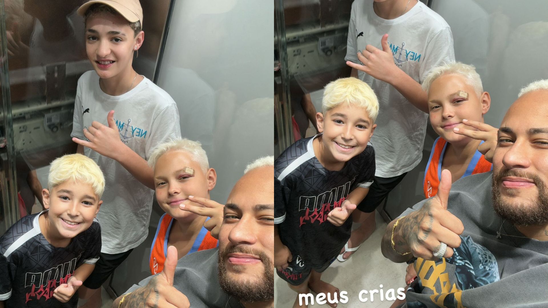 Neymar Jr., Davi Lucca e outros dois meninos