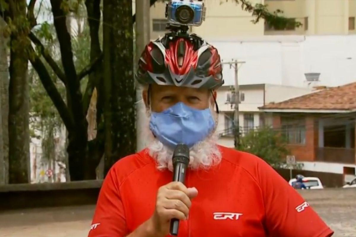 Papai Noel pedala em 82 cidades para arrecadar alimentos 