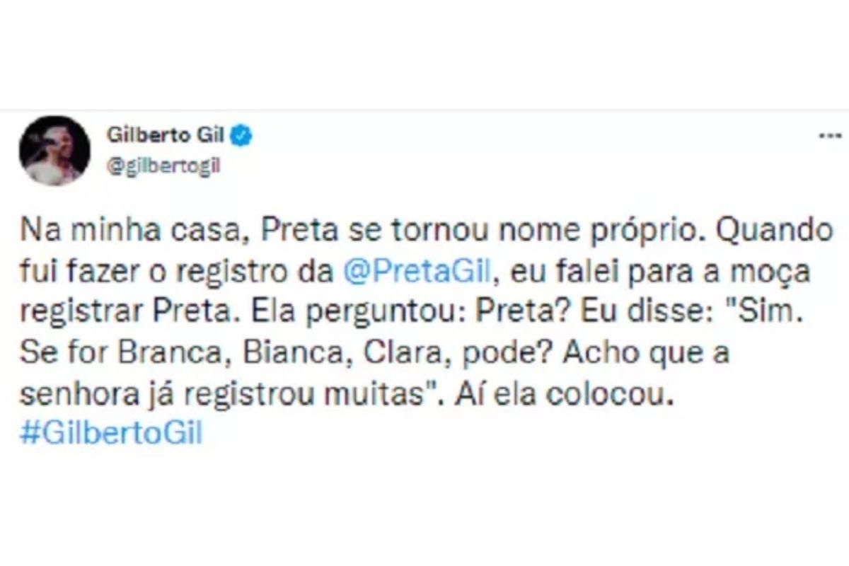 Gilberto contou a situação no Twitter 