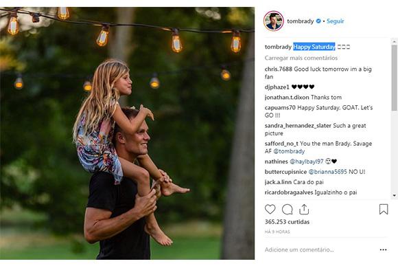 Tom Brady aparece em foto com filha no ombro (Foto: Instagram/ Reprodução @tombrady)