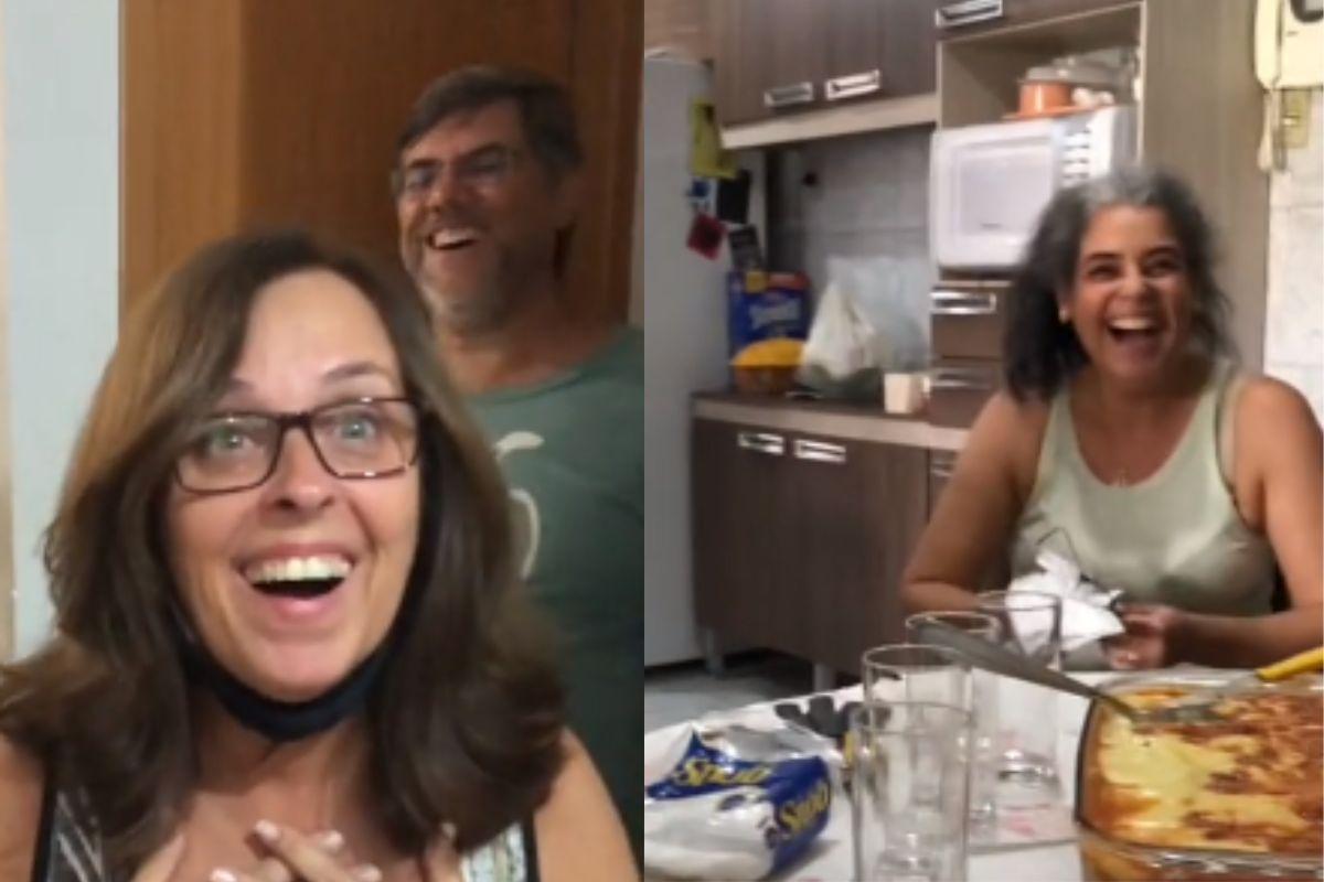 Casal faz surpresa para anunciar gravidez para família e mostram as reações