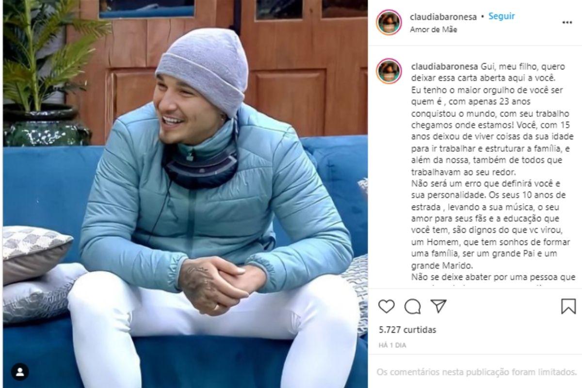 Claudia publicou a carta no Instagram 