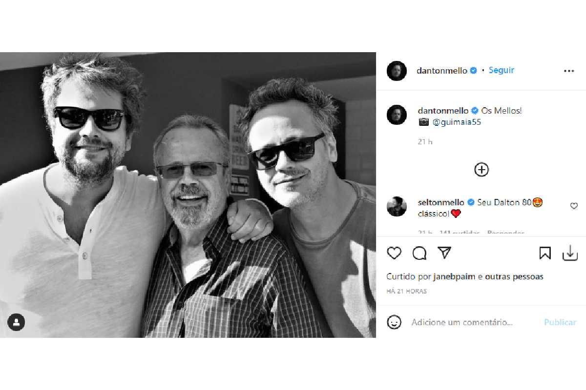 Danton e Selton Mello exaltaram o pai em post no Instagram