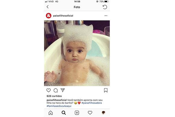 O que não falta no nosso Instagram é bebê lindo. O que dizer desse topete feito de espuma? Hora do banho é hora de muita bagunça