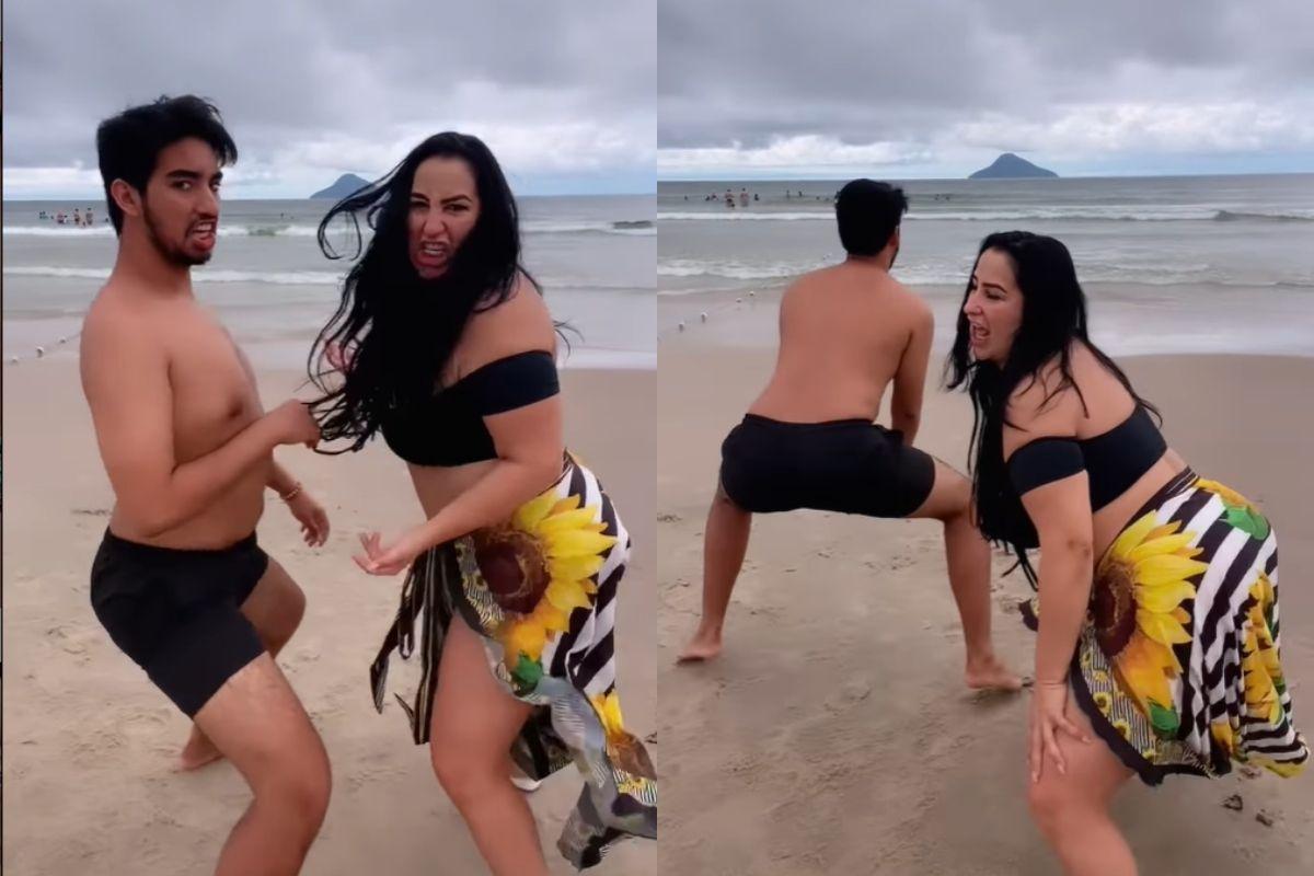 Fabíola Gadelha dança funk na praia