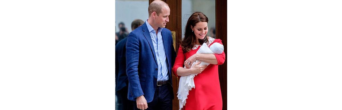 Kate Middleton saindo da maternidade com seu terceiro filho, príncipe Louis (Foto: Reprodução Instagram / @kensingtonroyal)