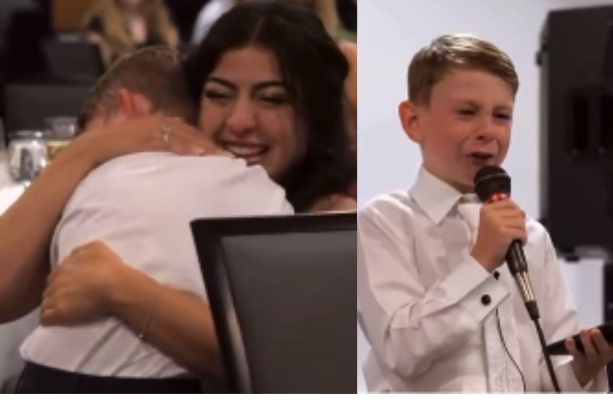 Menino de 9 anos faz discurso emocionante em casamento