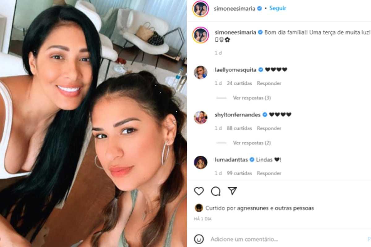 Simone e Simaria surpreendem fãs positivamente ao postar foto em que aparecem juntas no perfil oficial da dupla