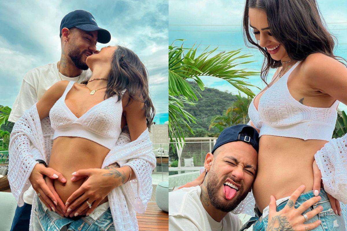 Neymar e Bruna Biancardi que está grávida da primeira filha do jogador