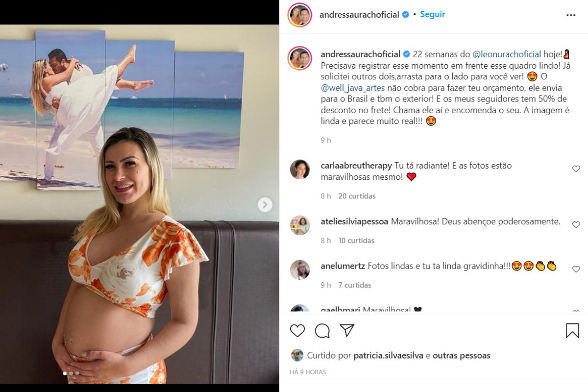 Andressa Urach compartilha barriga de 6 meses