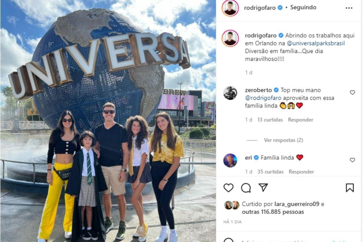 Rodrigo Faro aproveita férias em Orlando com a família e fãs reparam no tamanho da filha: "Passou você"