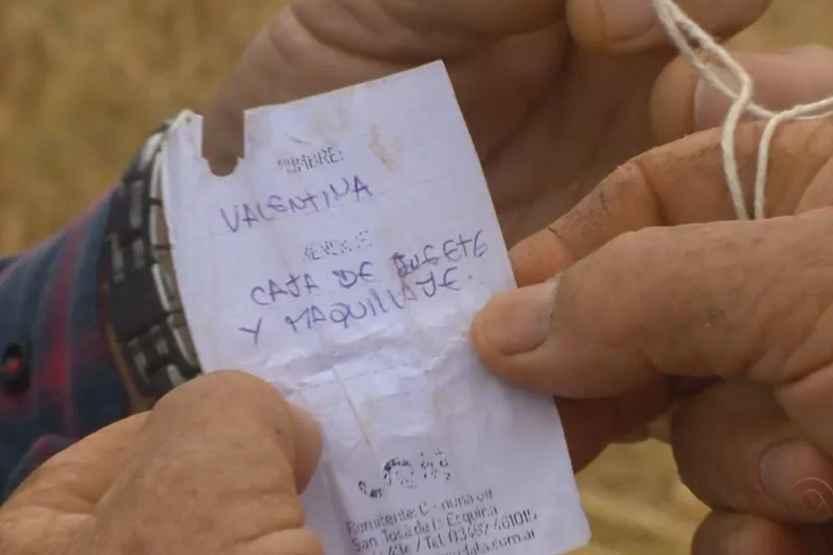 O bilhete foi encontrado por um agricultor