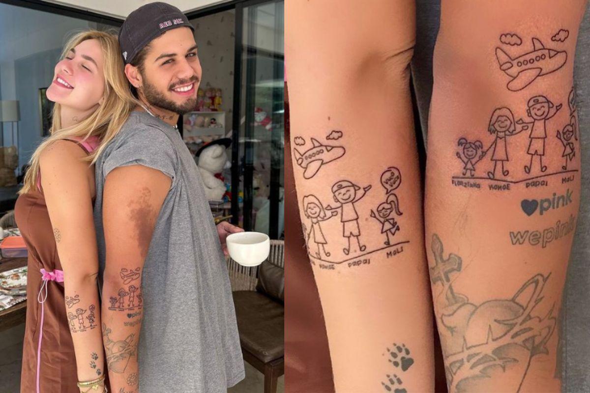Virginia e Zé Felipe fazem tatuagem de família