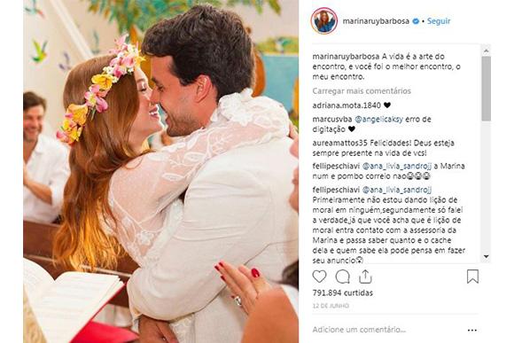 Marina Ruy Barbosa já olhou o celular do marido antes deles se casarem (Foto: Reprodução/ Instagram @marinaruybarbosa)