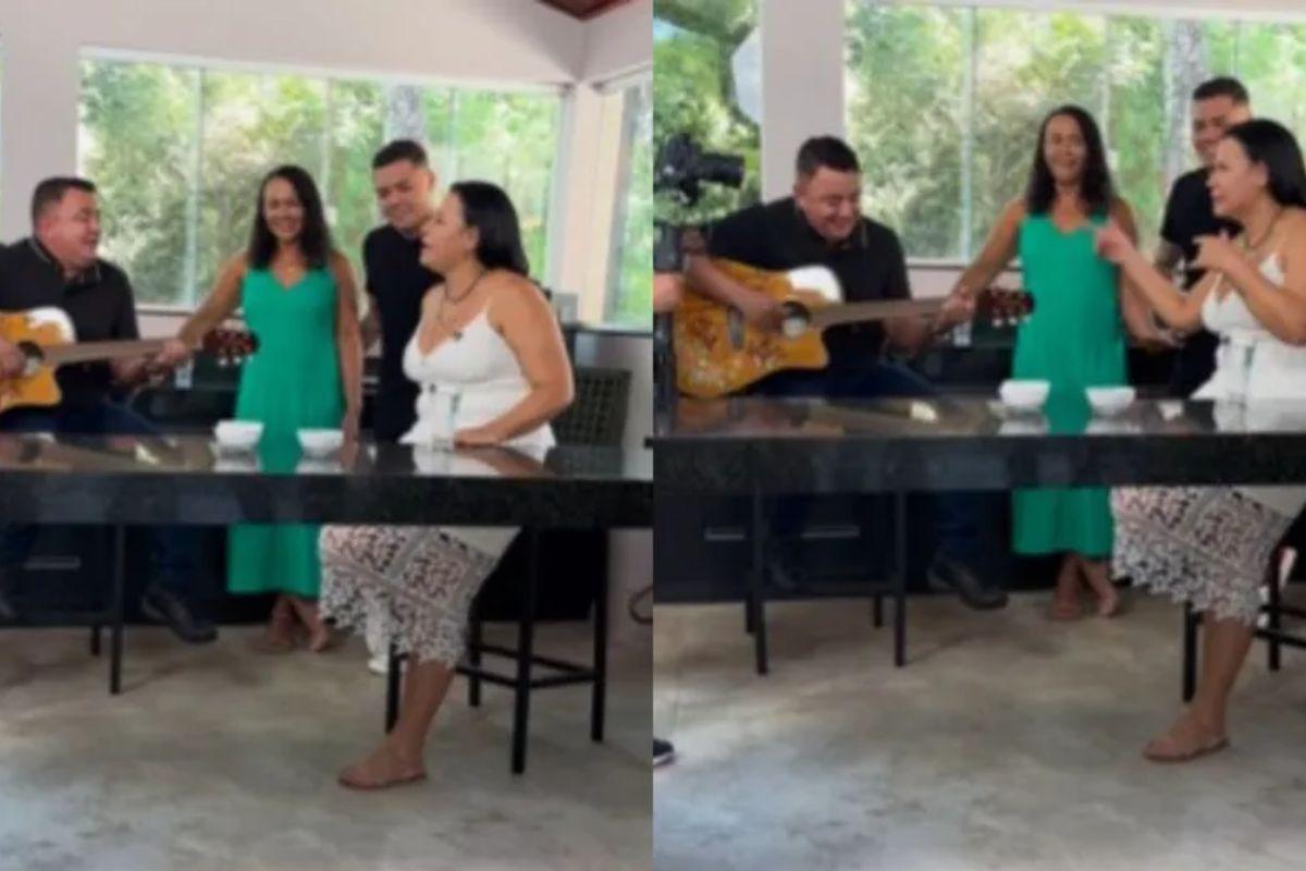 Mãe de Marília Mendonça se emociona ao cantar com família de Cristiano Araujo 