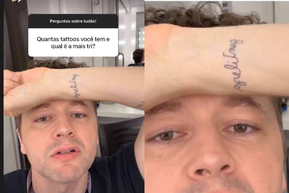 Lucas Lima compartilha tatuagem feita com a letra do filho