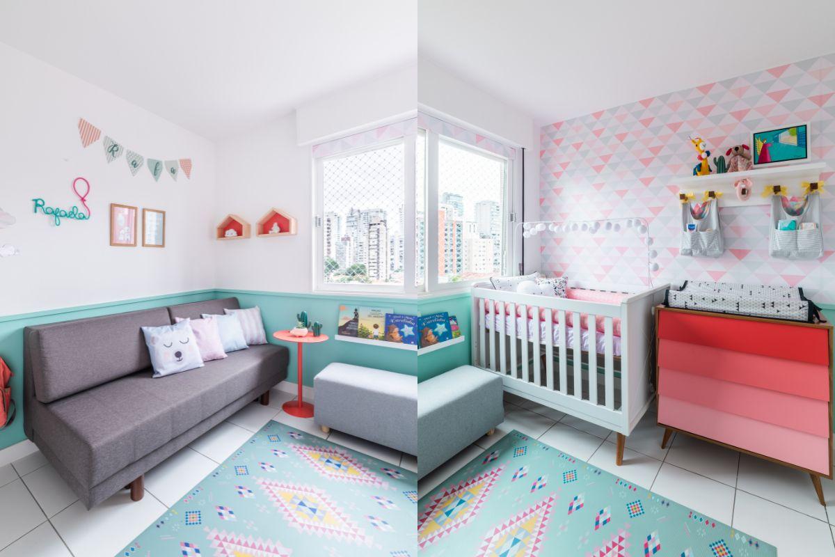 O quarto da bebê foi pensado para ser colorido, divertido e moderno