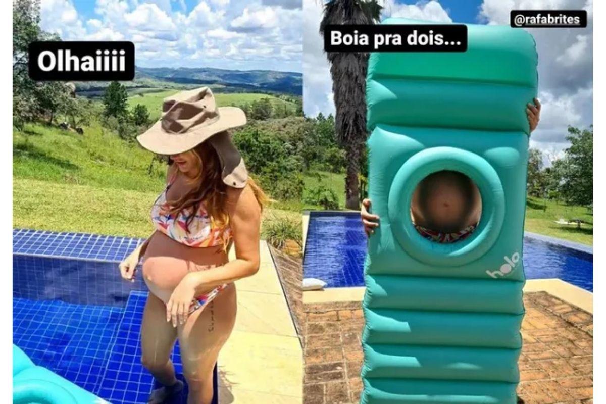 Rafa Brites mostra boia diferentona feita para grávidas curtirem o dia na piscina