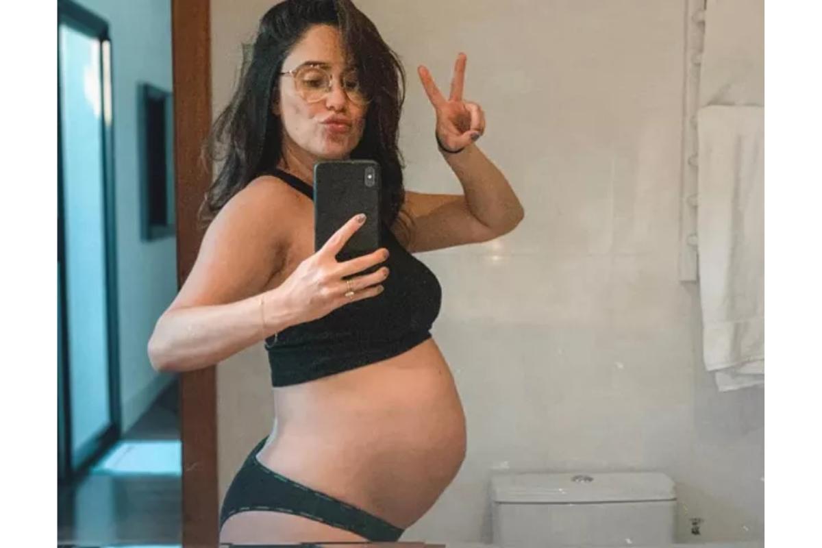 Fernanda Vasconcellos exibe barriga de grávida entrando nos meses finais da gestação
